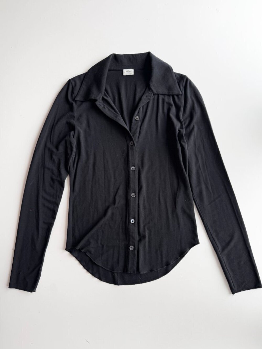 Aritzia WILFRED Pose Black Lyocell Jersey Button Front Shirt, Size XS - Picture 5 of 16